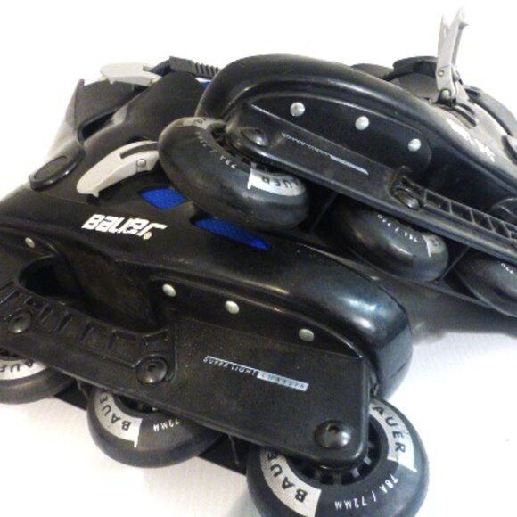 Men's Bauer Roller Blades INLINE HOCKEY SKATES sz 9 Super Light Chassis M200 - Picture 6 of 8